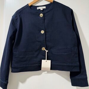 Anne Klein Navy Jacket with Gold Accents